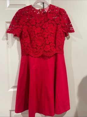 kate spade Red Lace Overlay Fit-and-Flare Dress Size 4